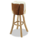 Bar Stool Real Leather and Solid Teak Wood.