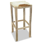 Bar Stool Real Leather and Solid Teak Wood.