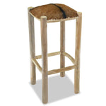 Bar Stool Real Leather and Solid Teak Wood.