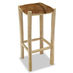 Bar Stool Real Leather and Solid Teak Wood.