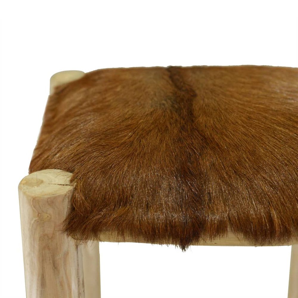 Bar Stool Real Leather and Solid Teak Wood.