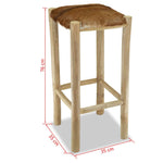 Bar Stool Real Leather and Solid Teak Wood.