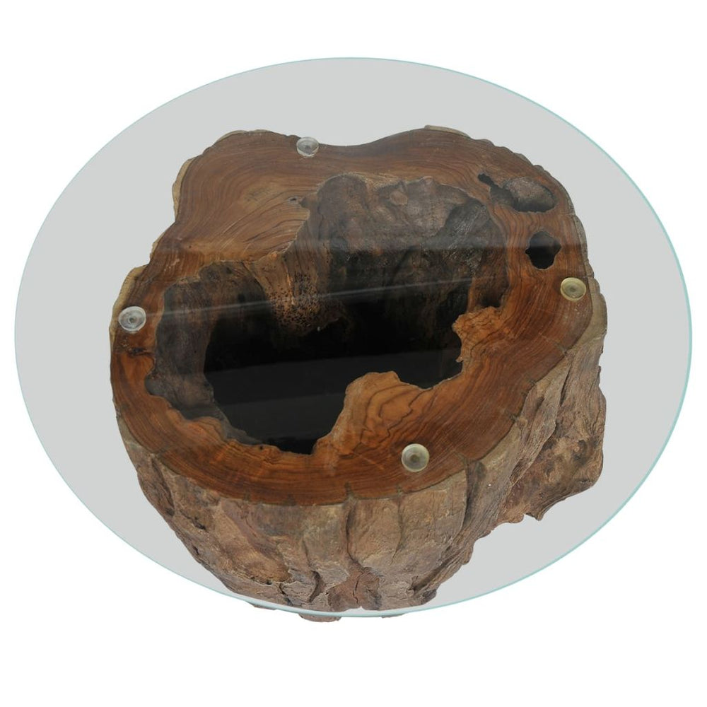 Coffee Table Teak Glass 19.7"x15.7".