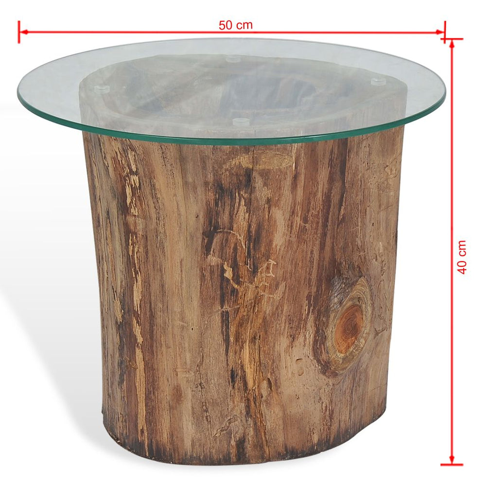 Coffee Table Teak Glass 19.7"x15.7".