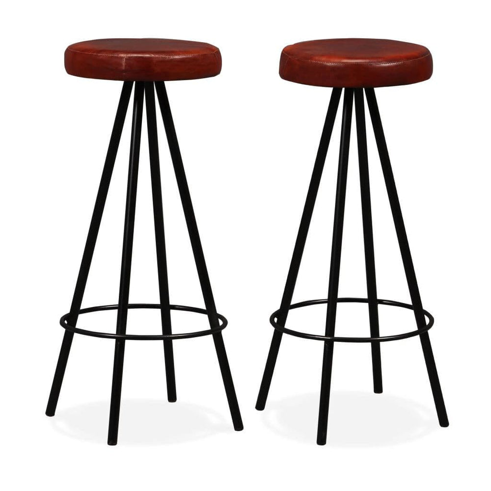 2/4x Bar Stools Genuine Leather Steel Bistro Pub Dining Chair Seating