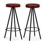 2/4x Bar Stools Genuine Leather Steel Bistro Pub Dining Chair Seating