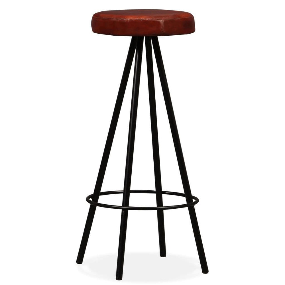 2/4x Bar Stools Genuine Leather Steel Bistro Pub Dining Chair Seating.