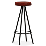 2/4x Bar Stools Genuine Leather Steel Bistro Pub Dining Chair Seating.