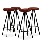 2/4x Bar Stools Genuine Leather Steel Bistro Pub Dining Chair Seating.
