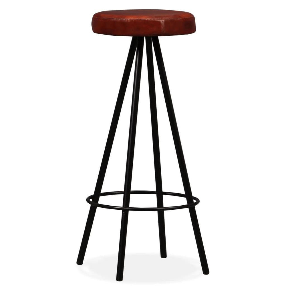 2/4x Bar Stools Genuine Leather Steel Bistro Pub Dining Chair Seating.