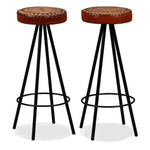 2/4x Bar Stools Genuine Leather Canvas Bistro Pub Dining Chair Seating.