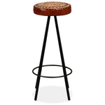 2/4x Bar Stools Genuine Leather Canvas Bistro Pub Dining Chair Seating.