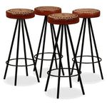 2/4x Bar Stools Genuine Leather Canvas Bistro Pub Dining Chair Seating.