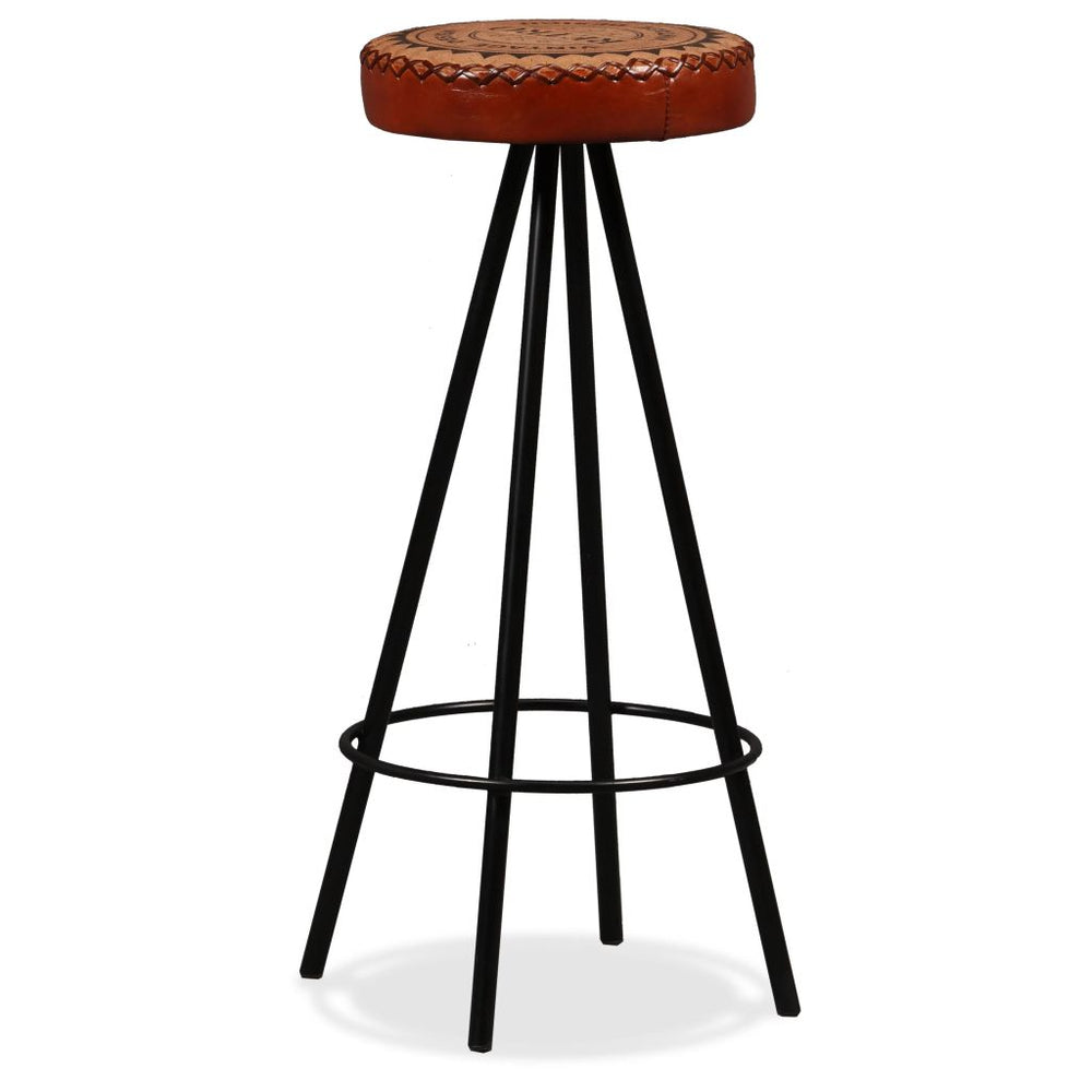 2/4x Bar Stools Genuine Leather Canvas Bistro Pub Dining Chair Seating.