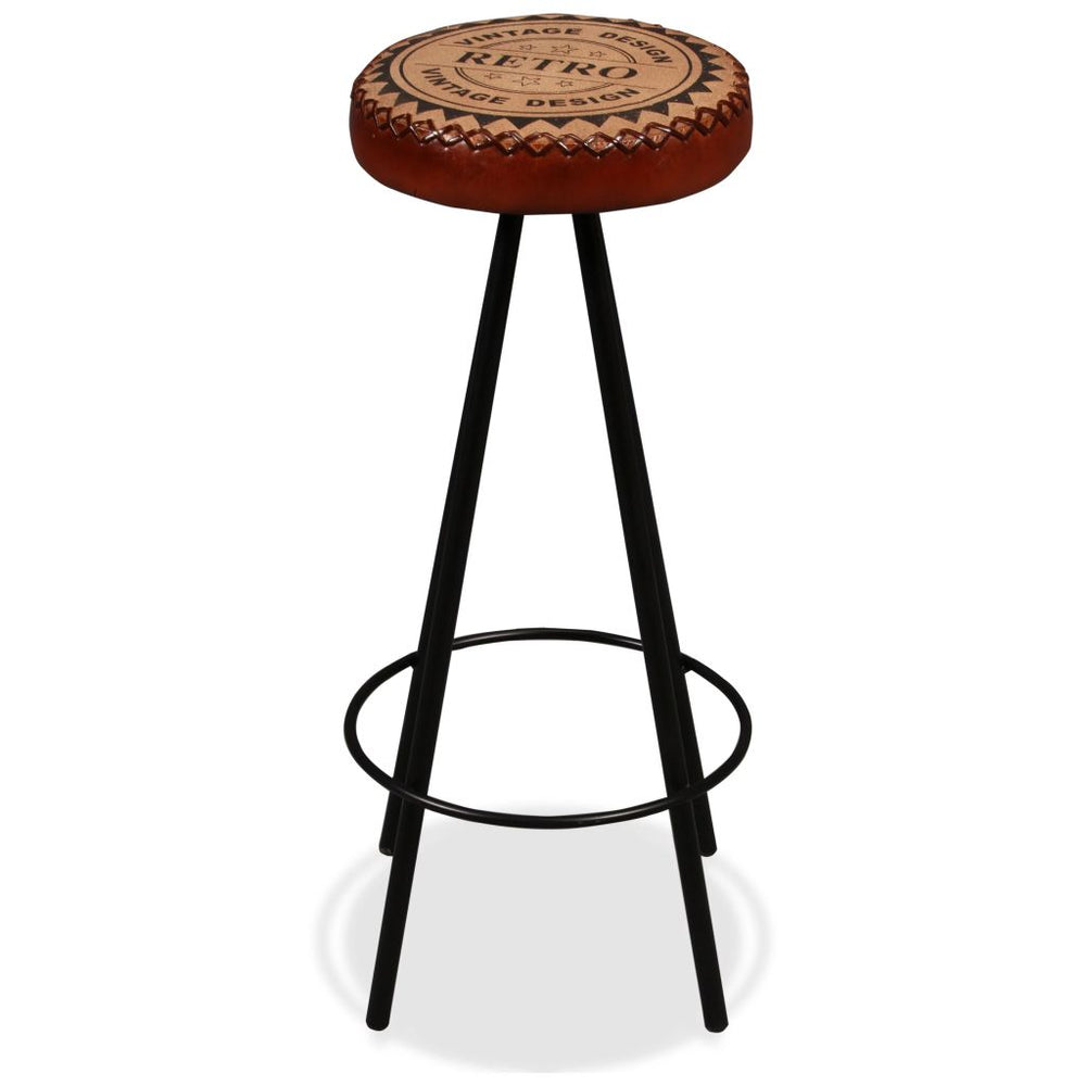 2/4x Bar Stools Genuine Leather Canvas Bistro Pub Dining Chair Seating.