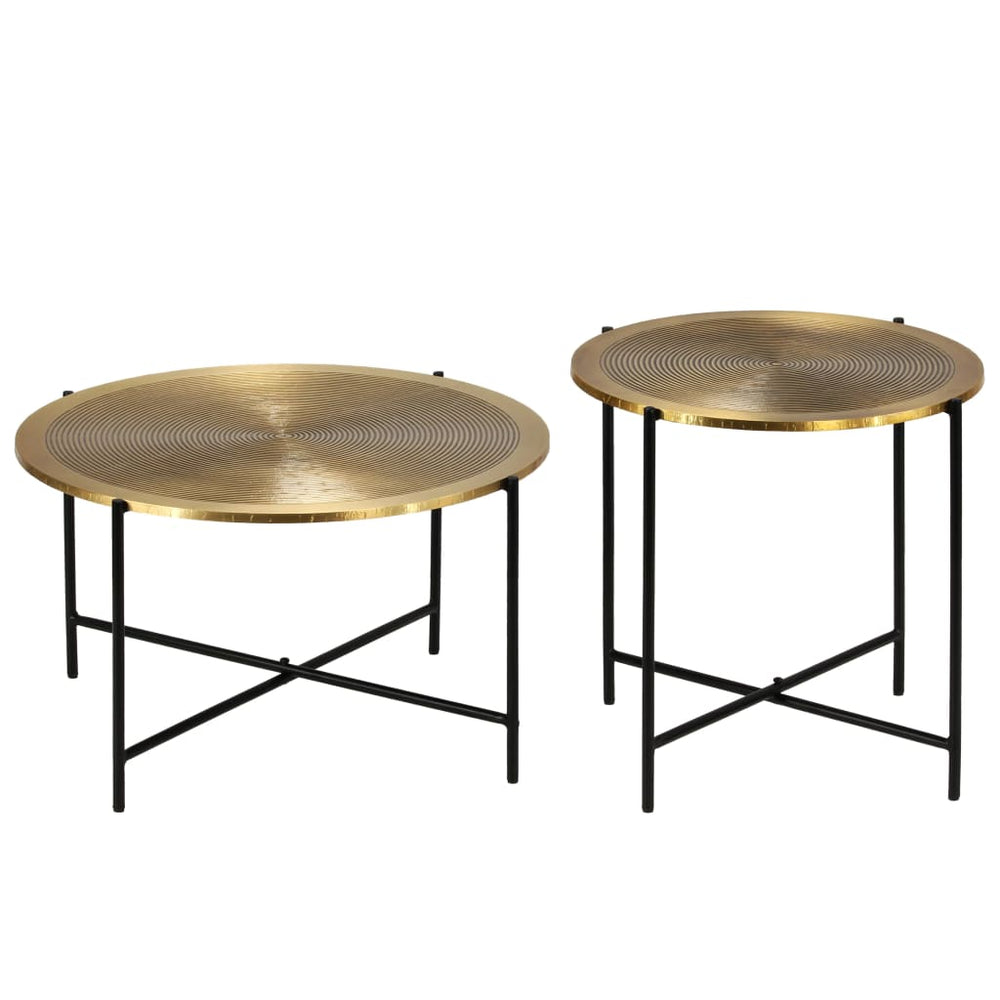 Table Set 2 Pieces Brass-covered MDF.