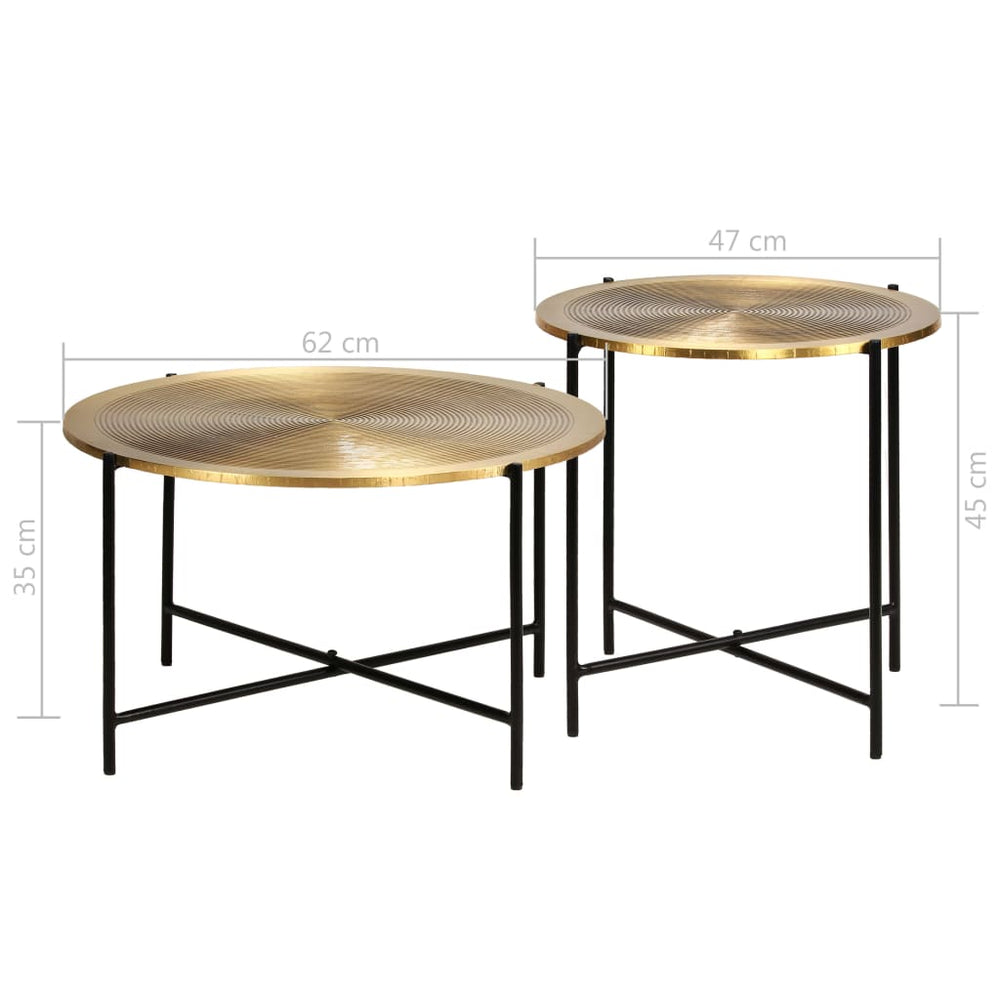 Table Set 2 Pieces Brass-covered MDF.