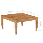 Coffee Table Solid Acacia Wood 31.5"x31.5"x16" Brown.