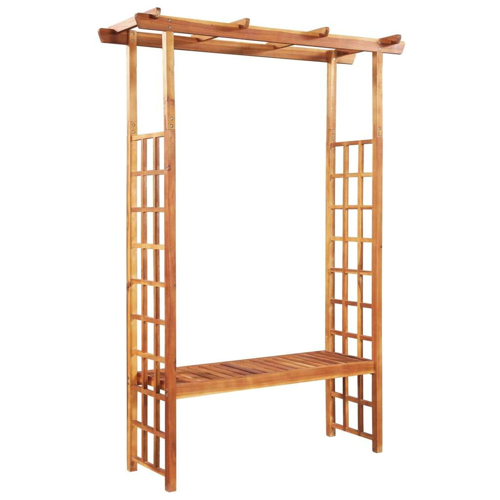 vidaXL Garden Pergola with Bench Solid Acacia Wood 77.9"x19.7x56.3"