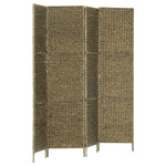 vidaXL 3/4/5-Panel Room Divider Water Hyacinth Privacy Screen Brown/Black