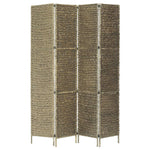 vidaXL 3/4/5-Panel Room Divider Water Hyacinth Privacy Screen Brown/Black