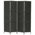 vidaXL 3/4/5-Panel Room Divider Water Hyacinth Privacy Screen Brown/Black