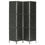 vidaXL 3/4/5-Panel Room Divider Water Hyacinth Privacy Screen Brown/Black
