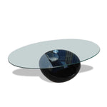 Coffee Table with Oval Glass Top Accent End Side Table Multi Colors.