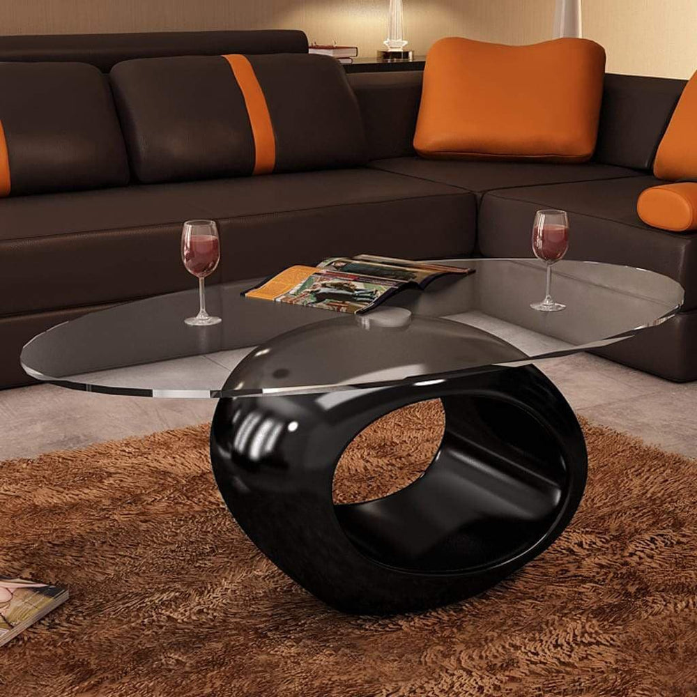 Coffee Table with Oval Glass Top Accent End Side Table Multi Colors.