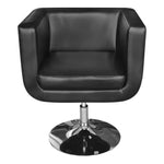 Armchair with Chrome Base Black Faux Leather.