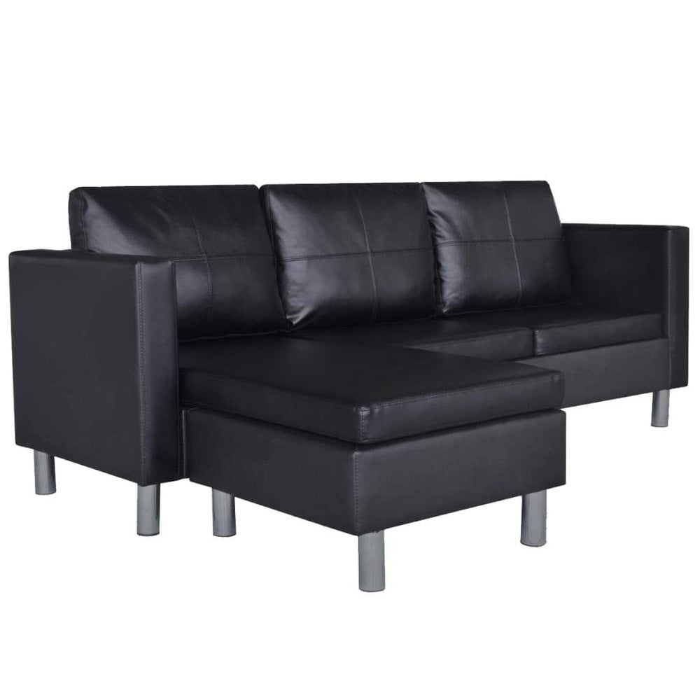 vidaXL Sectional Sofa 3-Seater Artificial Leather Couch Seating Black/White