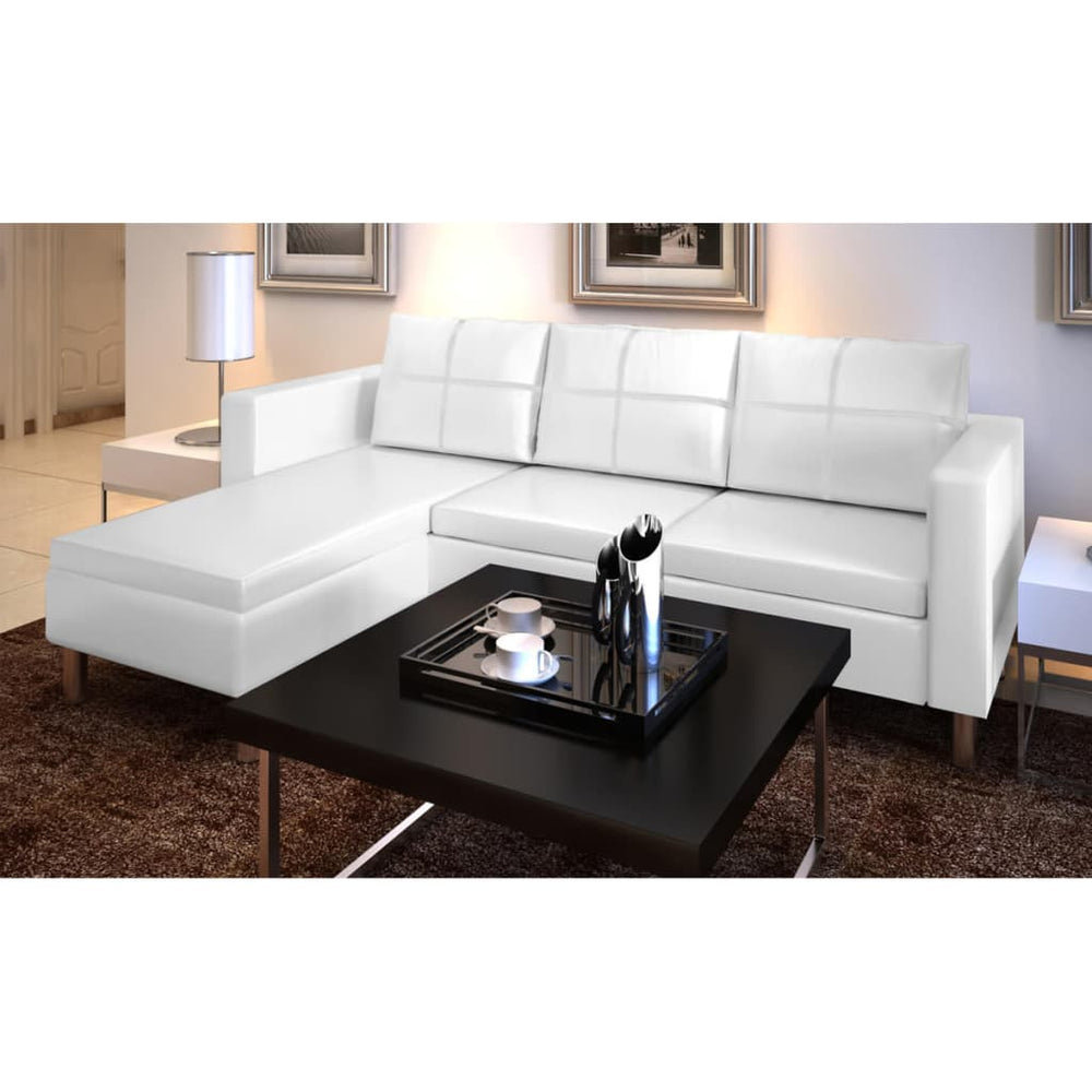 vidaXL Sectional Sofa 3-Seater Artificial Leather Couch Seating Black/White