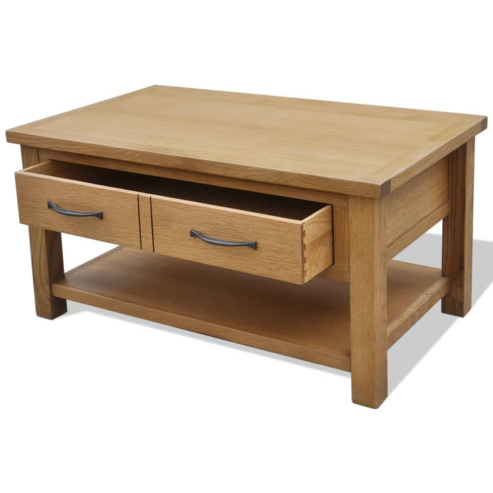 Solid Oak Wood Coffee Table 34.6"x20.9"x17.7".
