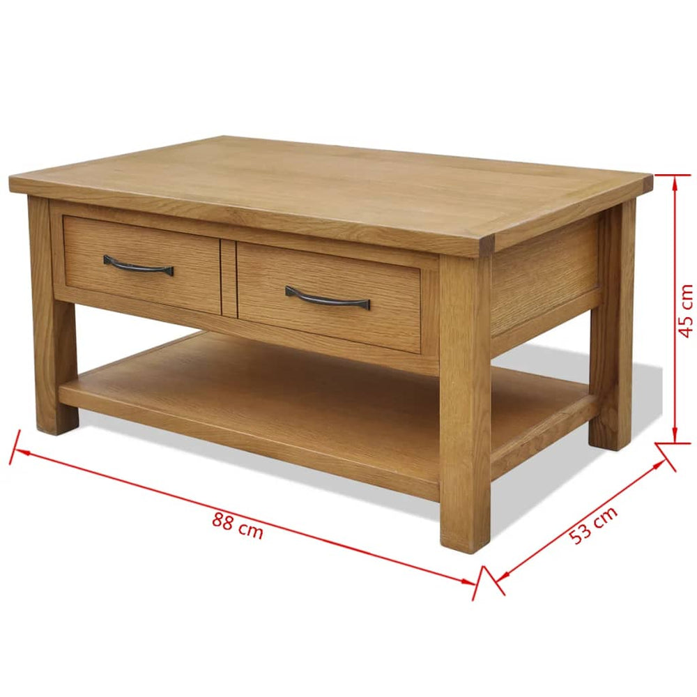 Solid Oak Wood Coffee Table 34.6"x20.9"x17.7".