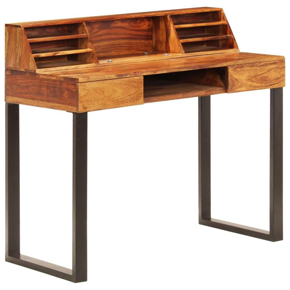 Desk 43.3"x19.7"x37" Solid Sheesham Wood and Steel.