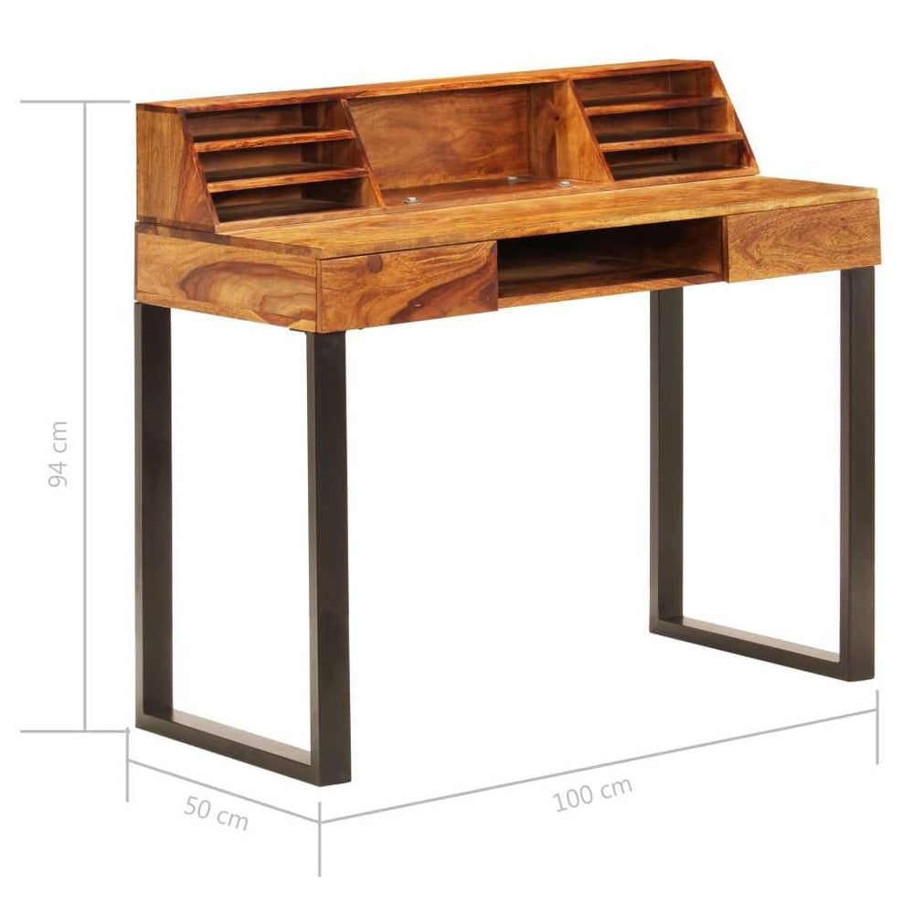 Desk 43.3"x19.7"x37" Solid Sheesham Wood and Steel.