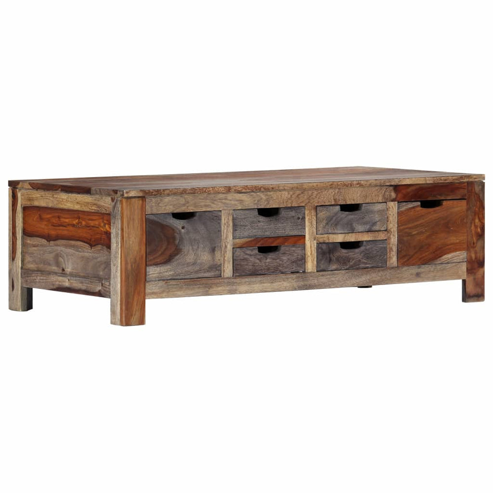 Coffee Table Gray 39.4"x19.7"x11.8" Solid Sheesham Wood