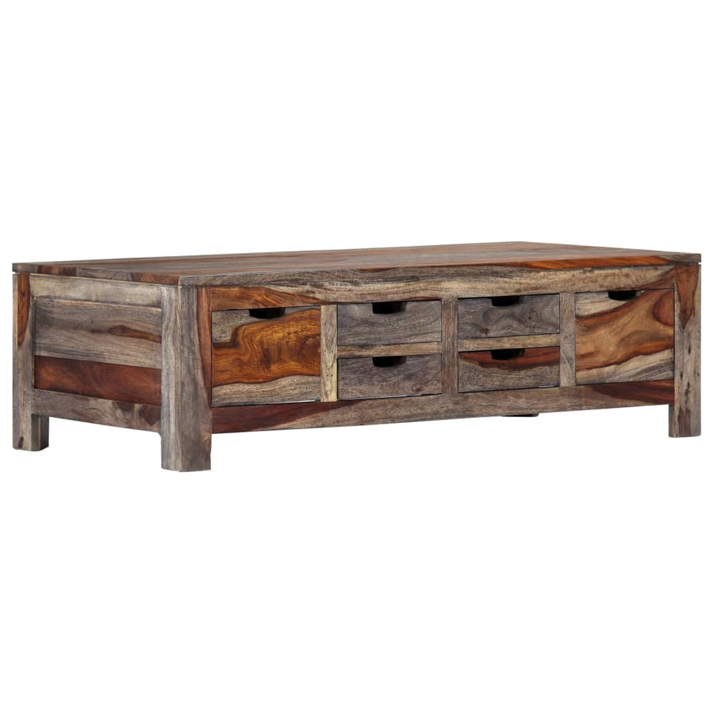 Coffee Table Gray 39.4"x19.7"x11.8" Solid Sheesham Wood.