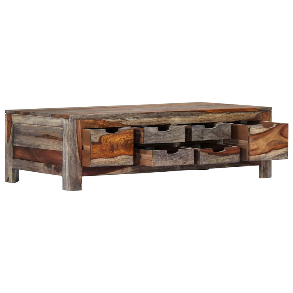 Coffee Table Gray 39.4"x19.7"x11.8" Solid Sheesham Wood.