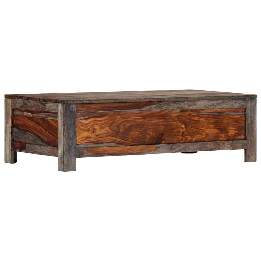 Coffee Table Gray 39.4"x19.7"x11.8" Solid Sheesham Wood.