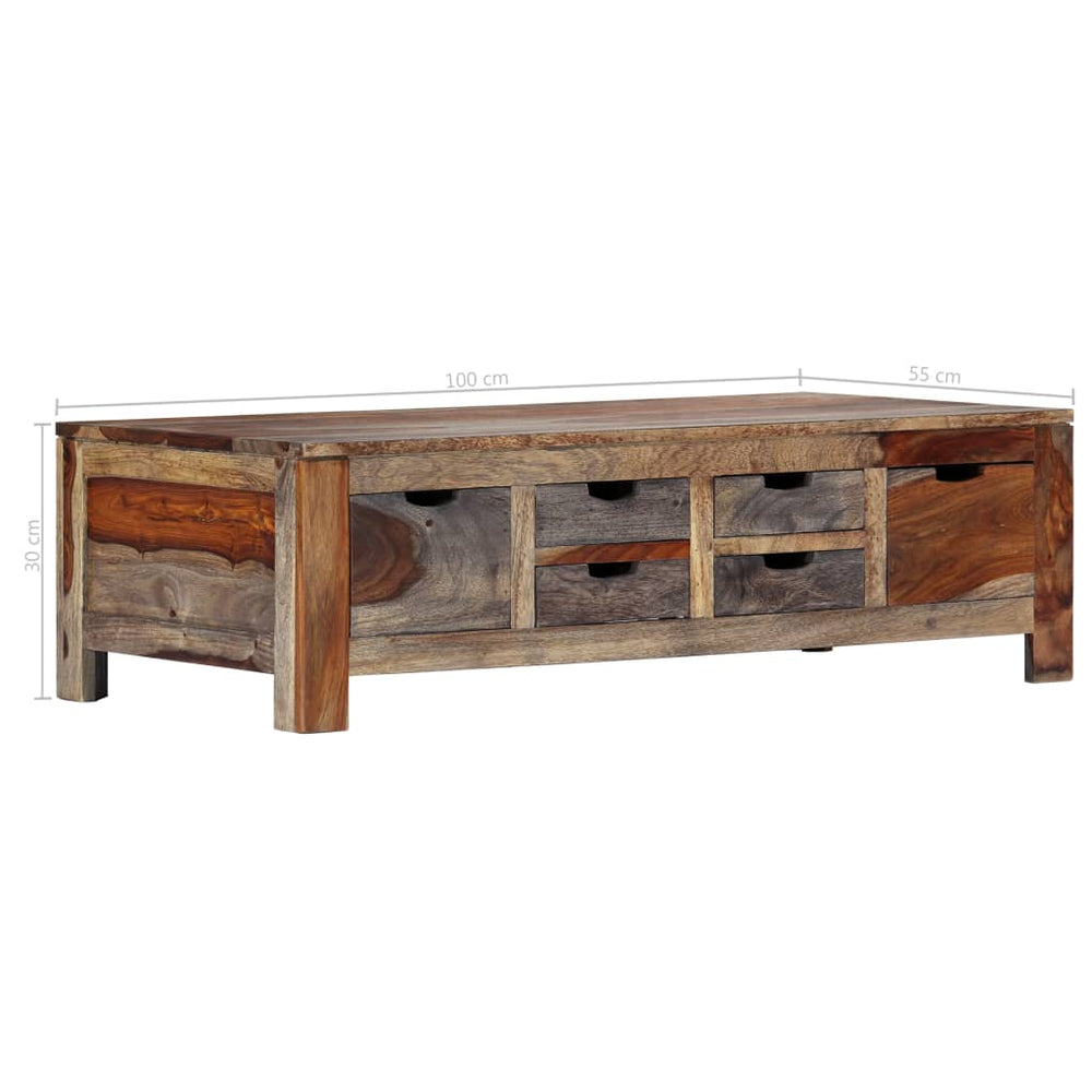 Coffee Table Gray 39.4"x19.7"x11.8" Solid Sheesham Wood.