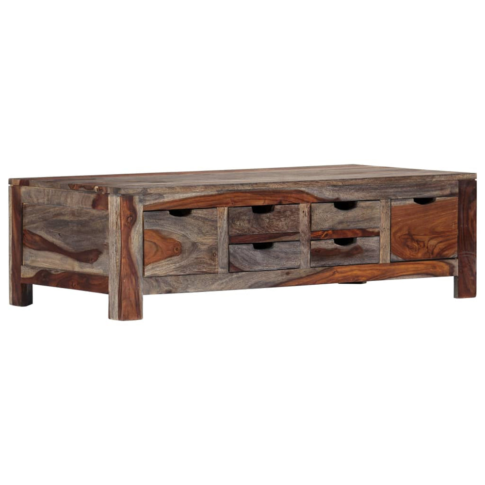 Coffee Table Gray 39.4"x19.7"x11.8" Solid Sheesham Wood.