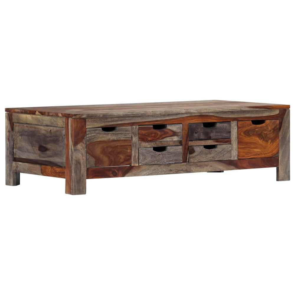 Coffee Table Gray 39.4"x19.7"x11.8" Solid Sheesham Wood.