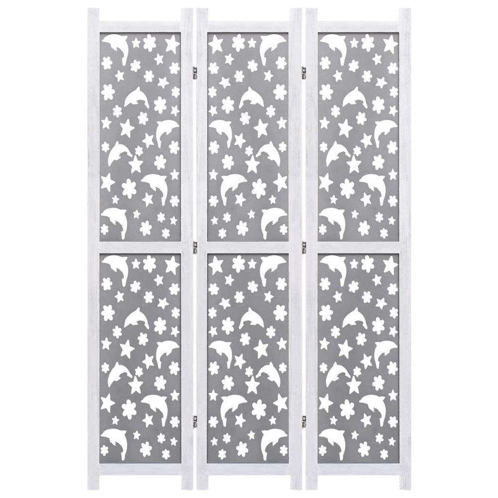 vidaXL Solid Wood 3/4/5/6-Panel Room Divider Privacy Partition Gray/White
