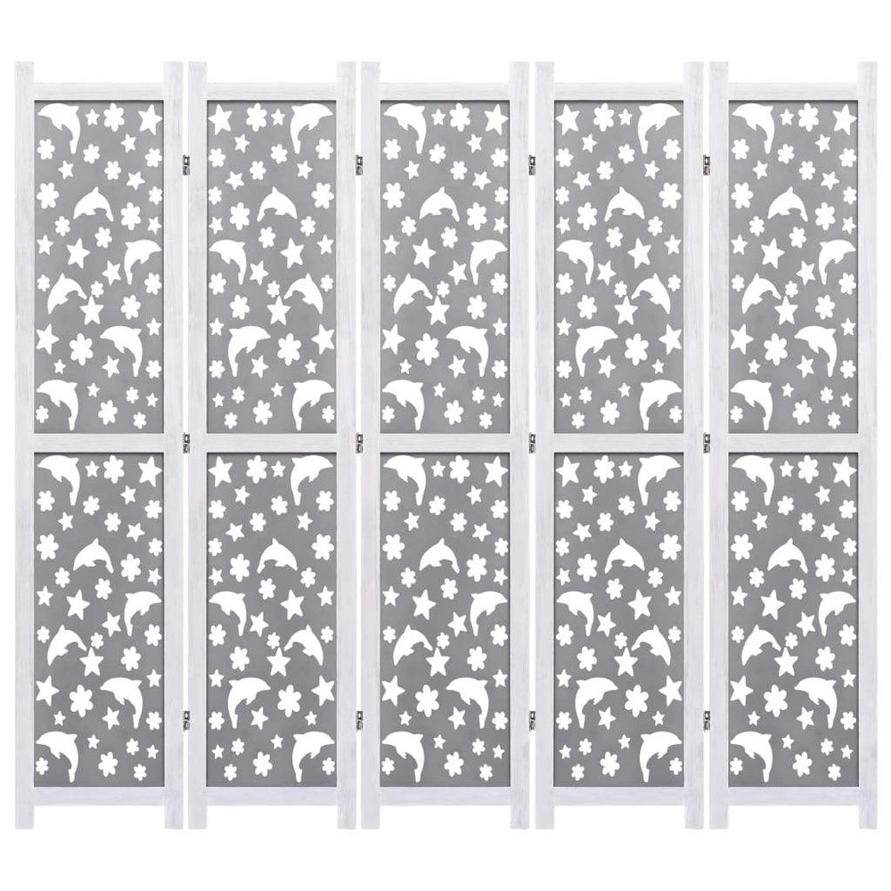 vidaXL Solid Wood 3/4/5/6-Panel Room Divider Privacy Partition Gray/White