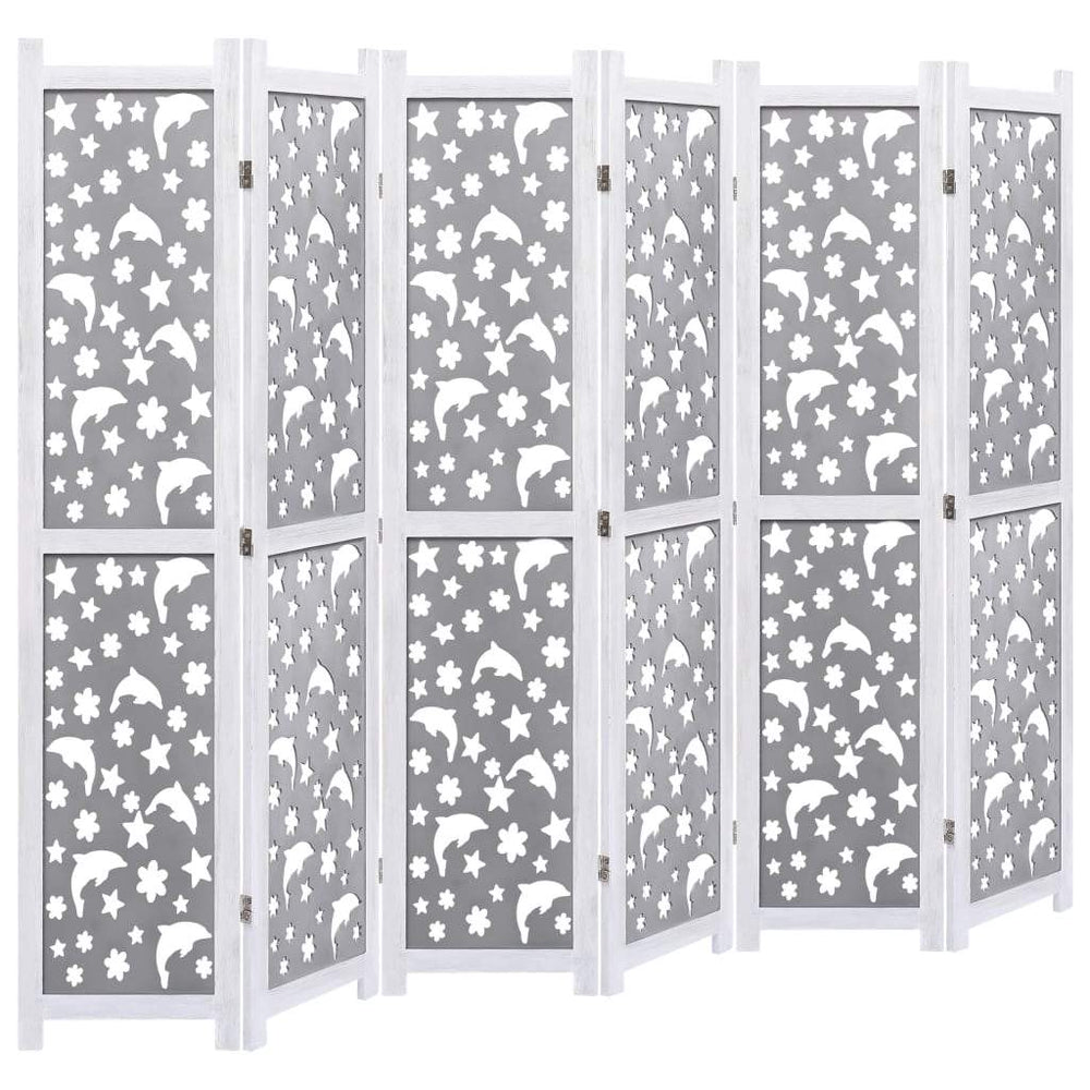 vidaXL Solid Wood 3/4/5/6-Panel Room Divider Privacy Partition Gray/White