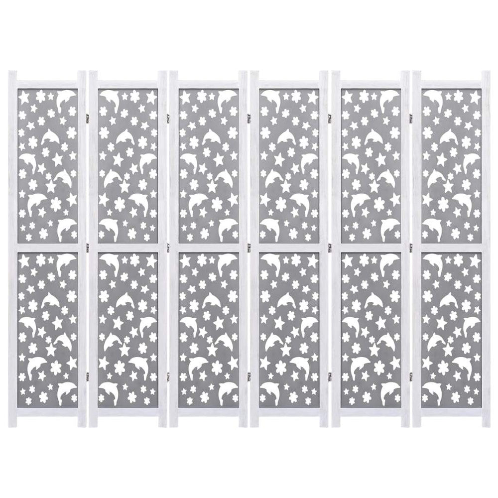 vidaXL Solid Wood 3/4/5/6-Panel Room Divider Privacy Partition Gray/White