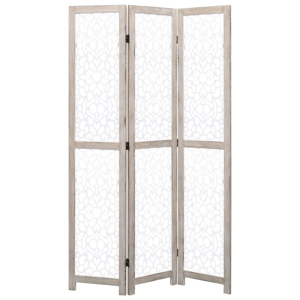 vidaXL Solid Wood 3/4/5/6-Panel Room Divider Privacy Partition Gray/White