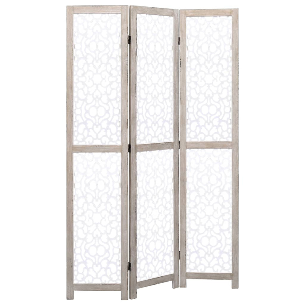 vidaXL Solid Wood 3/4/5/6-Panel Room Divider Privacy Partition Gray/White
