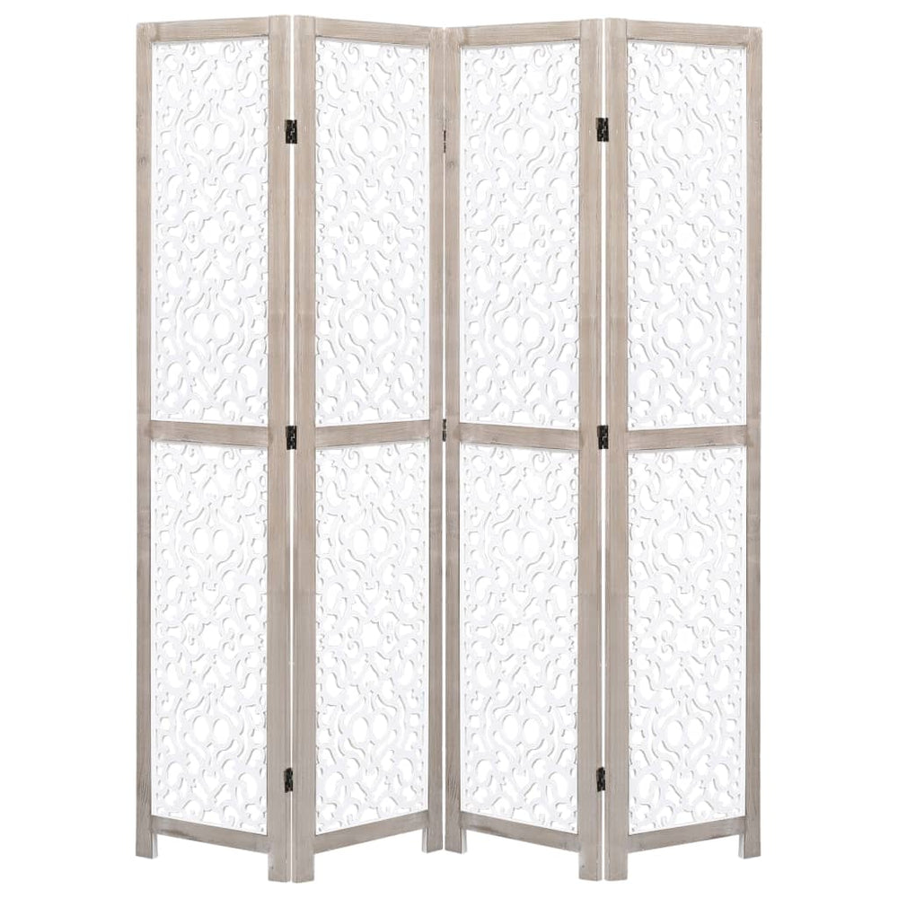 vidaXL Solid Wood 3/4/5/6-Panel Room Divider Privacy Partition Gray/White